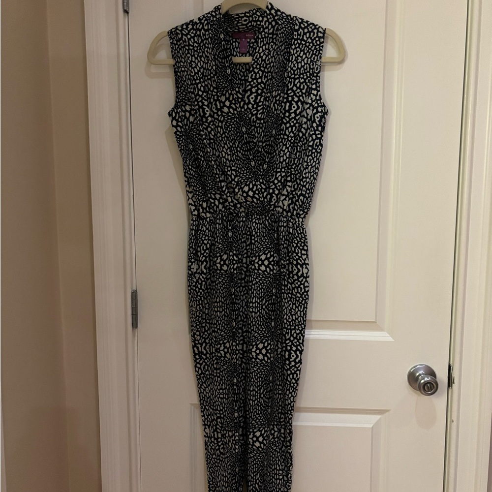 Aqua Navy and White Sleeveless Jumpsuit